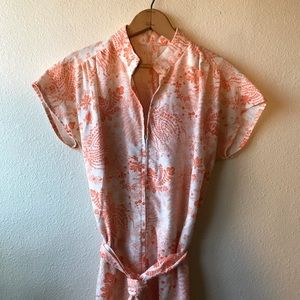 Vintage 70s Orange Floral Jumpsuit Aladdin pants
